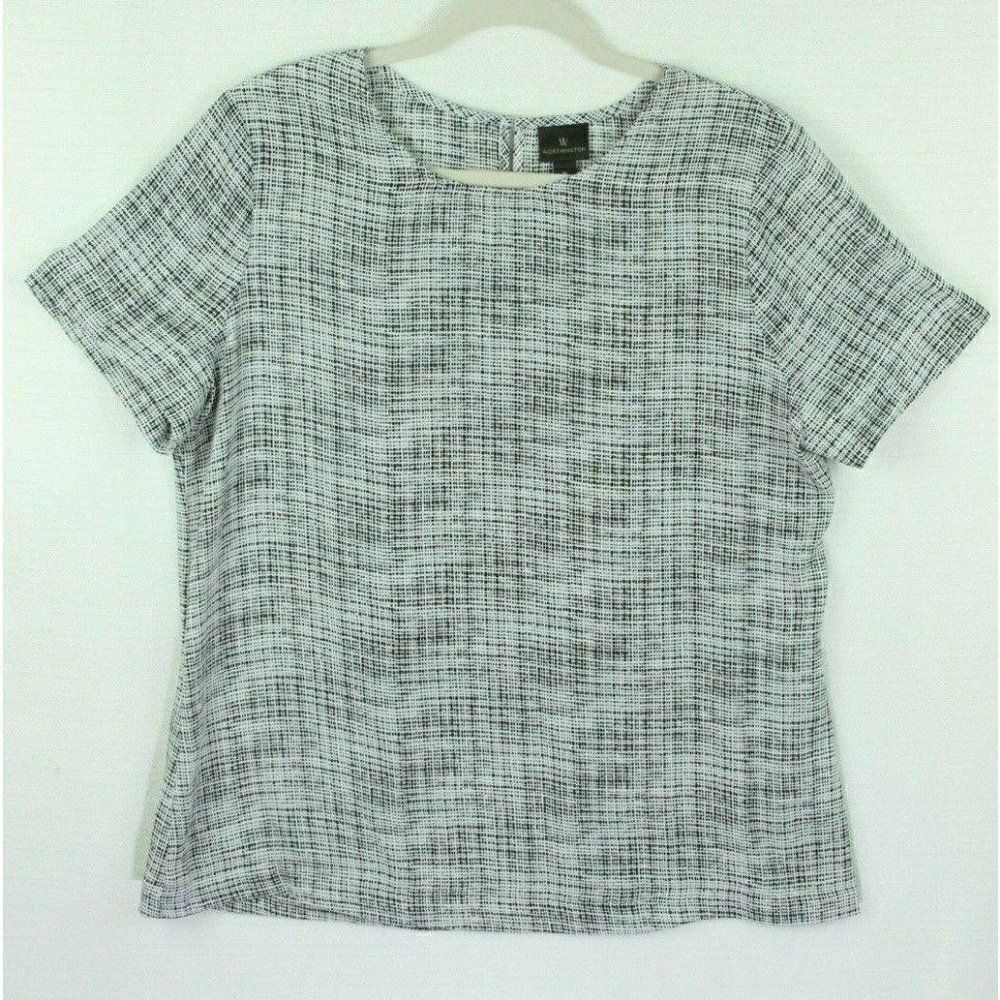 Worthington Top short sleeve black white print